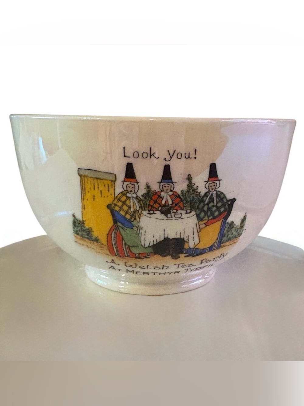 Stoke on Trent Carlton China Bowl A Welch Tea Party At Merthyr Tydfil EB3